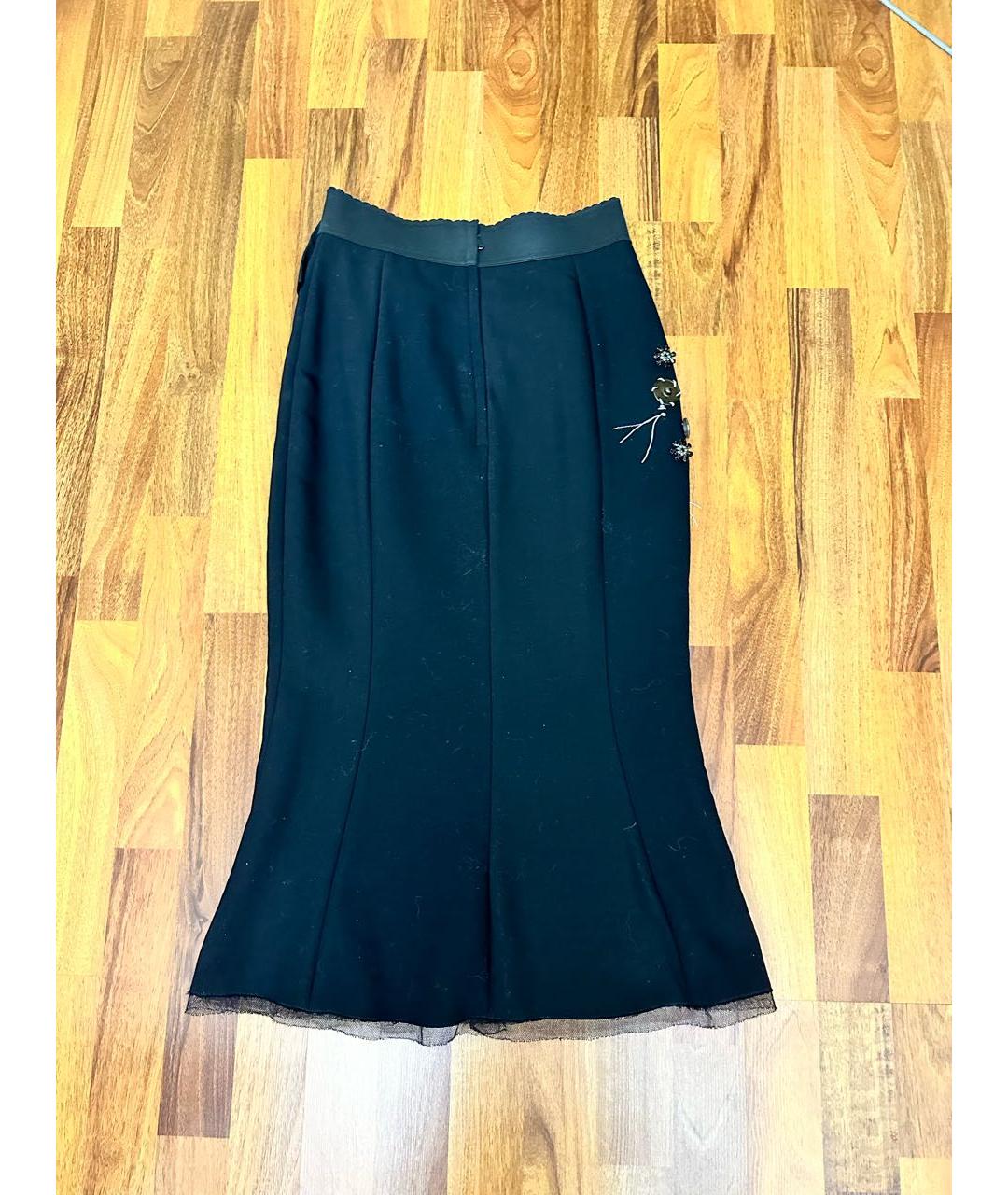 DOLCE&GABBANA Черная шерстяная юбка миди, фото 2