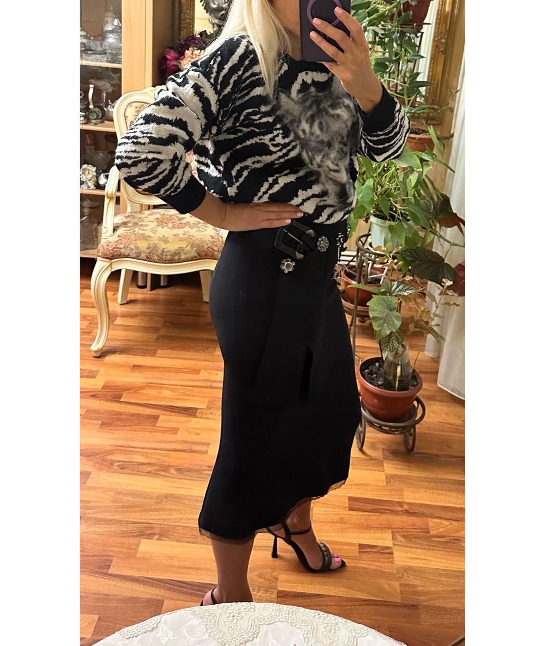 DOLCE&GABBANA Черная шерстяная юбка миди, фото 8