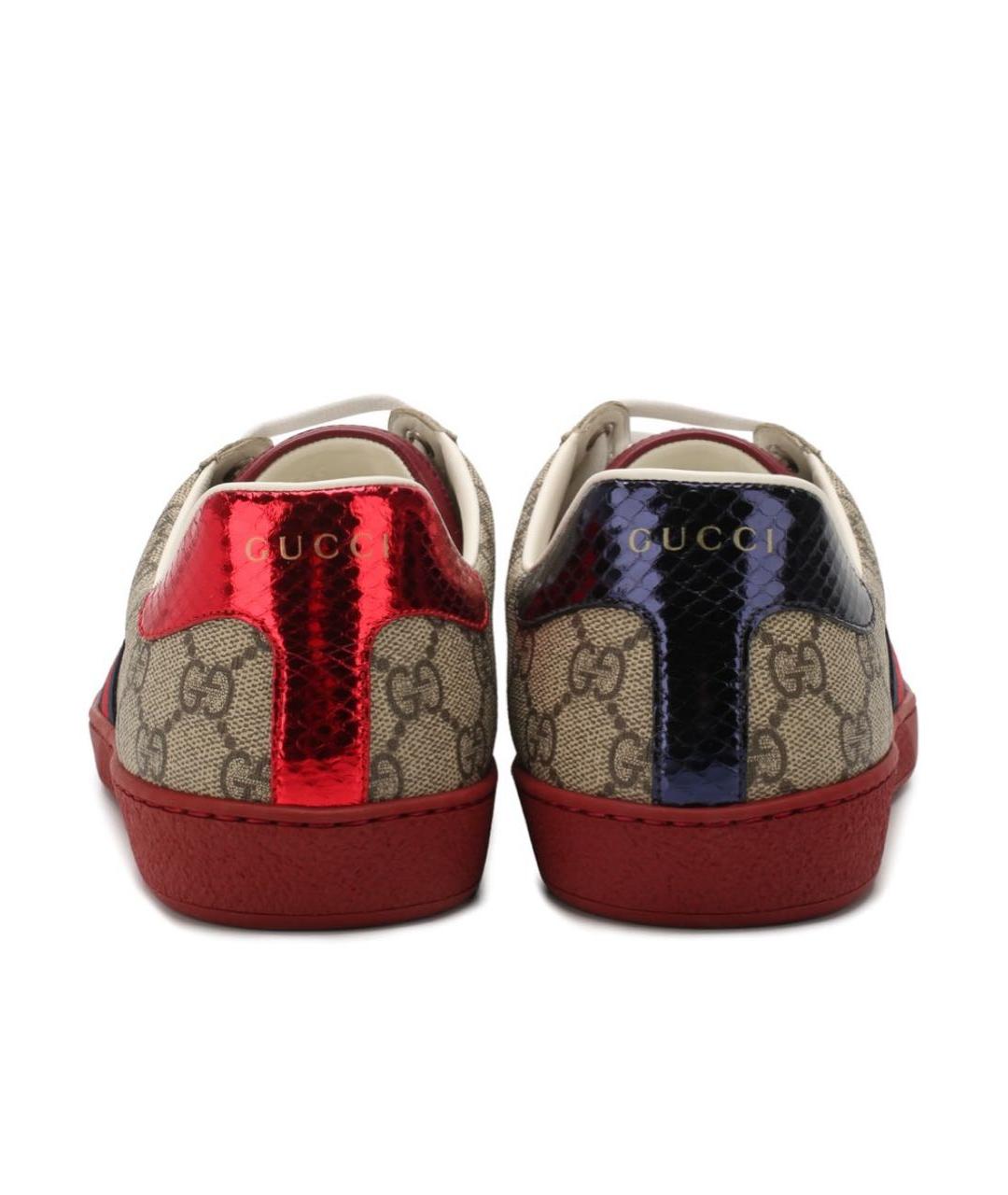 GUCCI Коричневые текстильные низкие кроссовки / кеды, фото 4