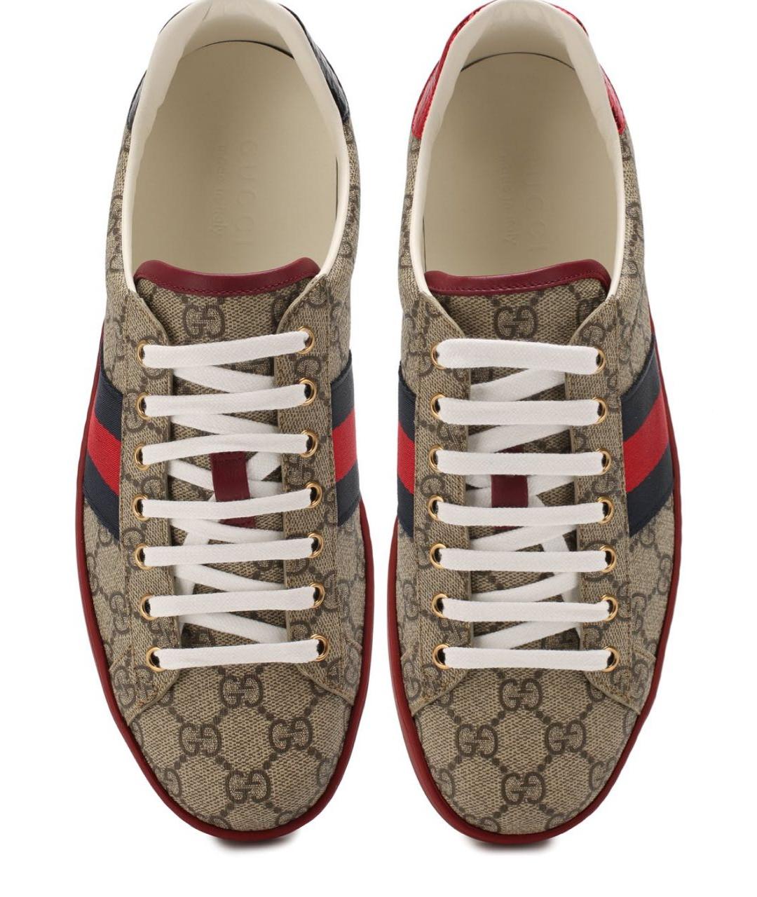 GUCCI Коричневые текстильные низкие кроссовки / кеды, фото 3