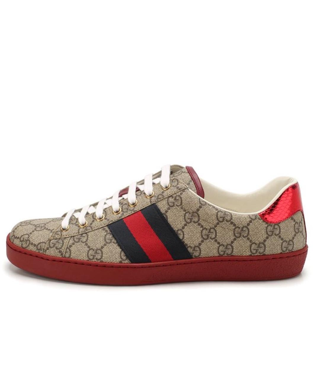 GUCCI Коричневые текстильные низкие кроссовки / кеды, фото 5