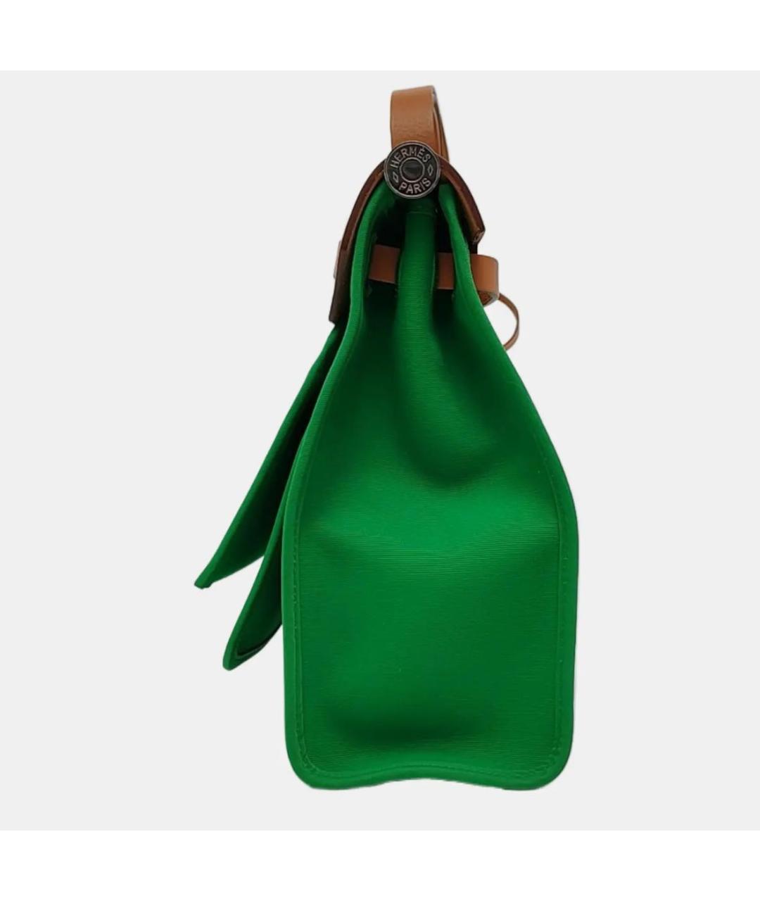 HERMES Зеленая кожаная сумка тоут, фото 3