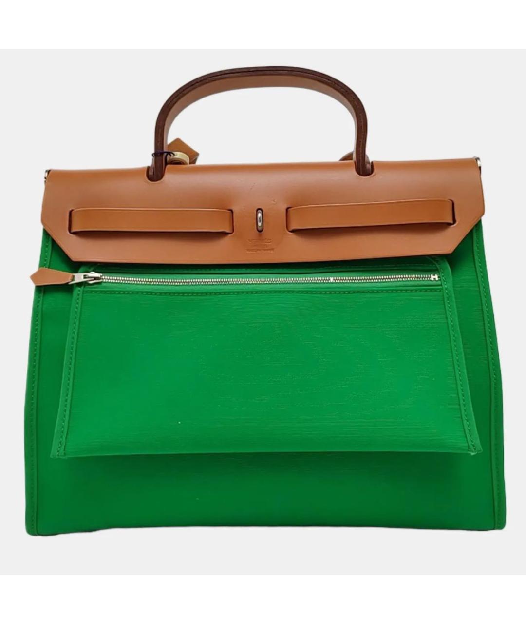 HERMES Зеленая кожаная сумка тоут, фото 4