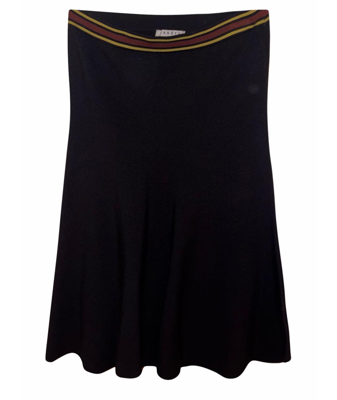 SANDRO Черная вискозная юбка миди, фото 1