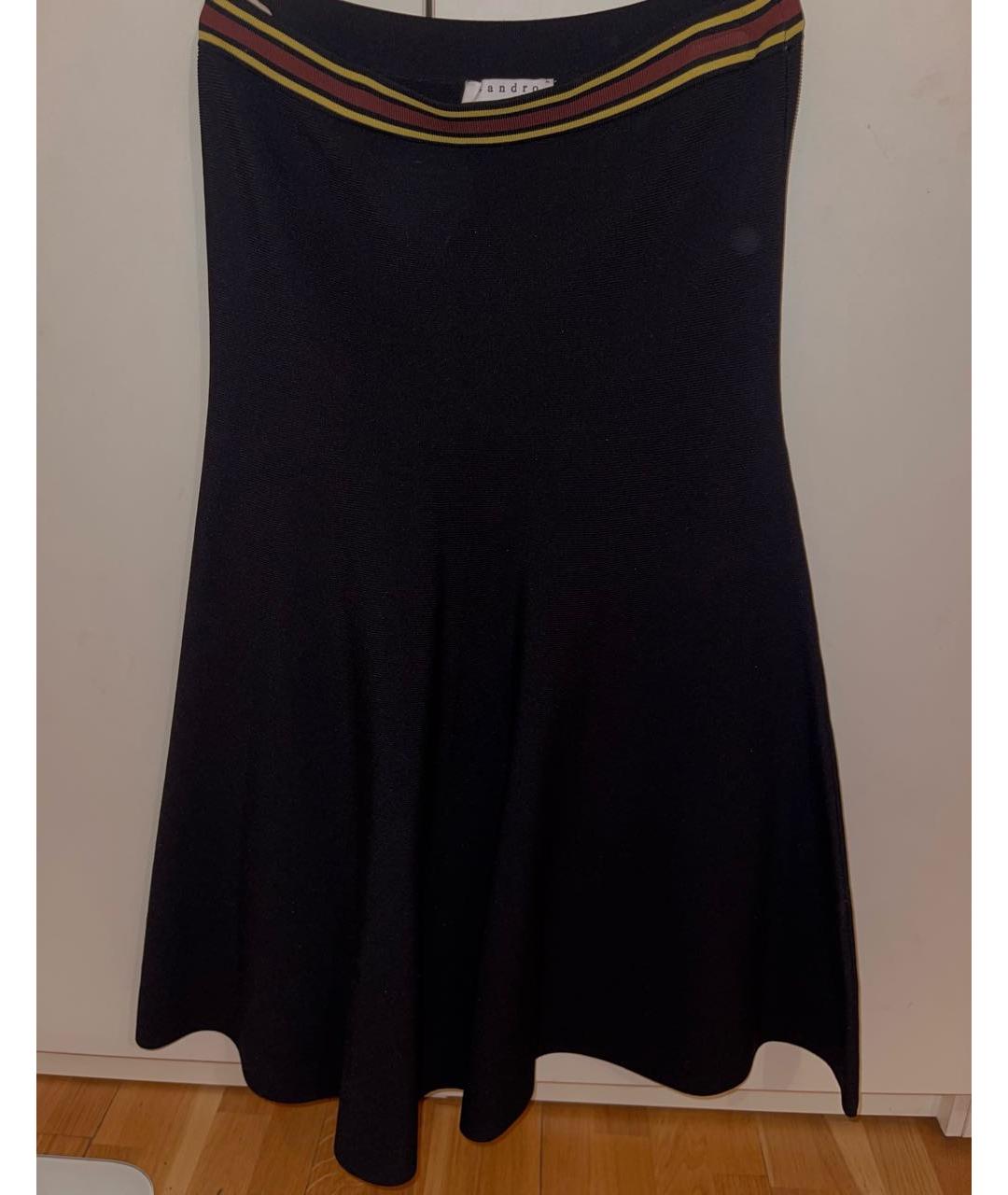 SANDRO Черная вискозная юбка миди, фото 3