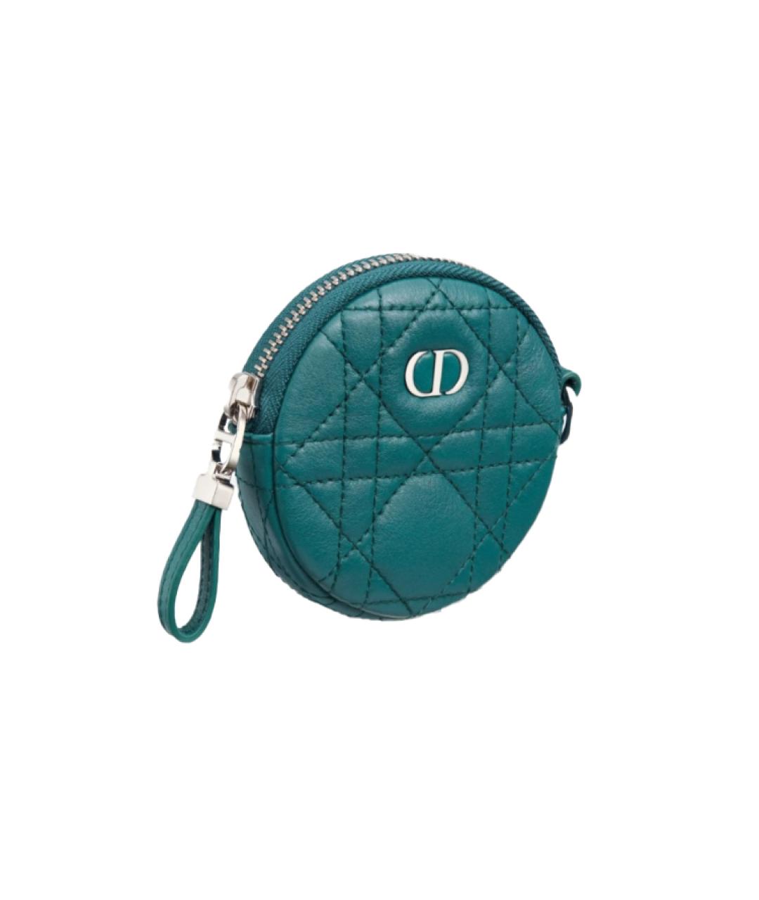 CHRISTIAN DIOR Бирюзовый кожаный кошелек, фото 2