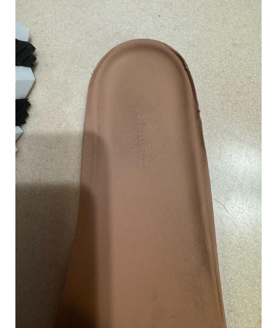 HERMES Бежевые кожаные кроссовки, фото 7