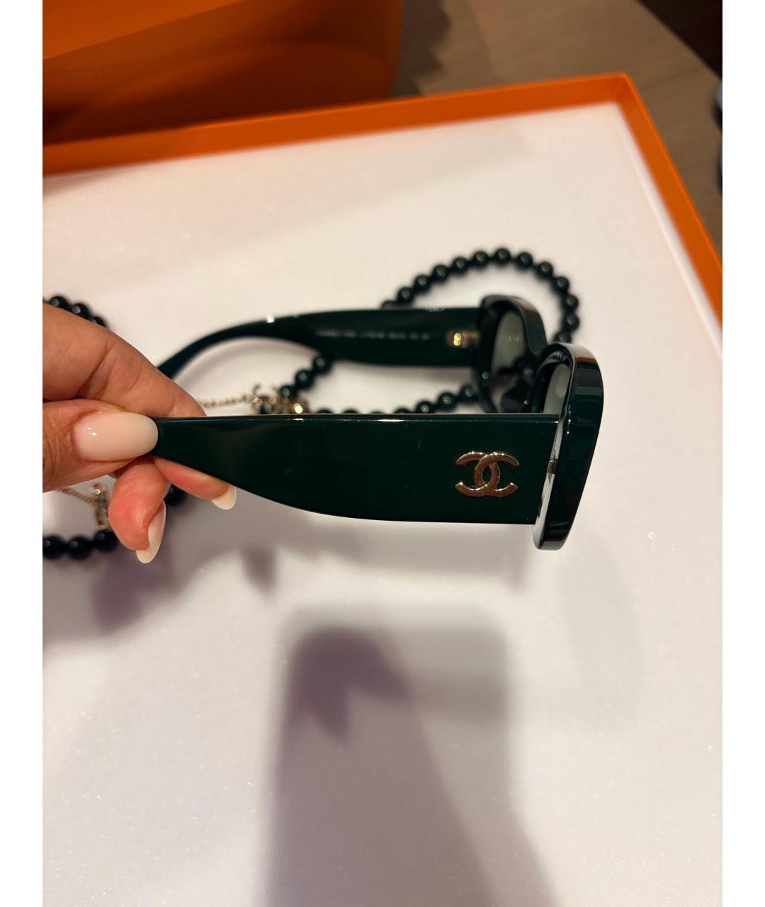 CHANEL Зеленые пластиковые солнцезащитные очки, фото 3
