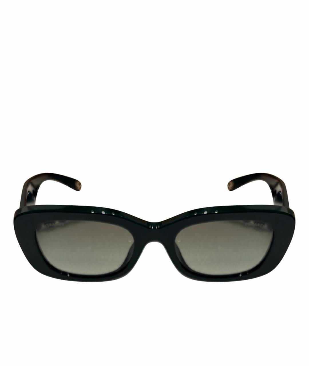 CHANEL Зеленые пластиковые солнцезащитные очки, фото 1