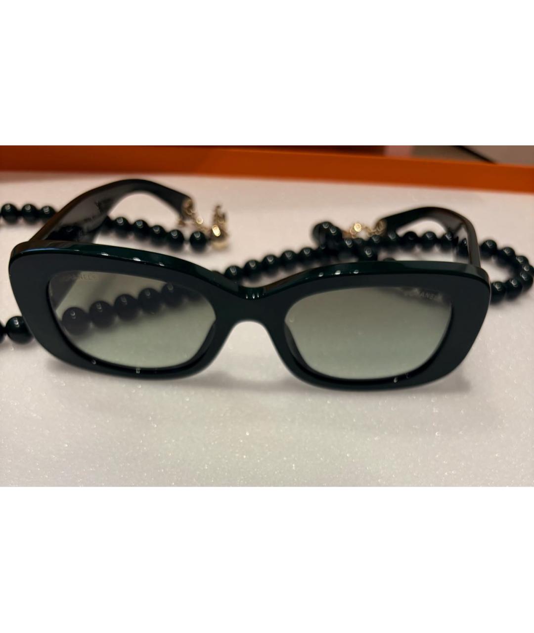 CHANEL Зеленые пластиковые солнцезащитные очки, фото 5