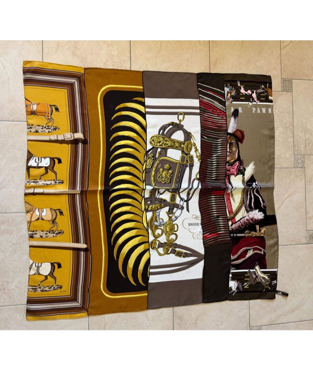 HERMES Мульти шелковый платок, фото 9