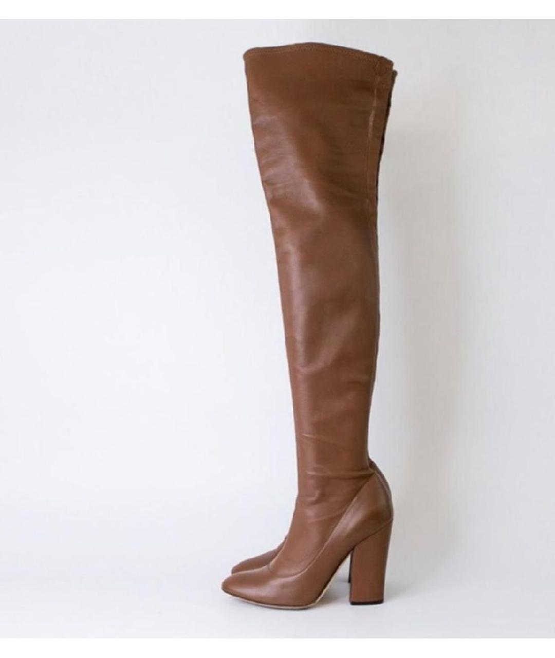 SERGIO ROSSI Коричневые кожаные ботфорты, фото 10