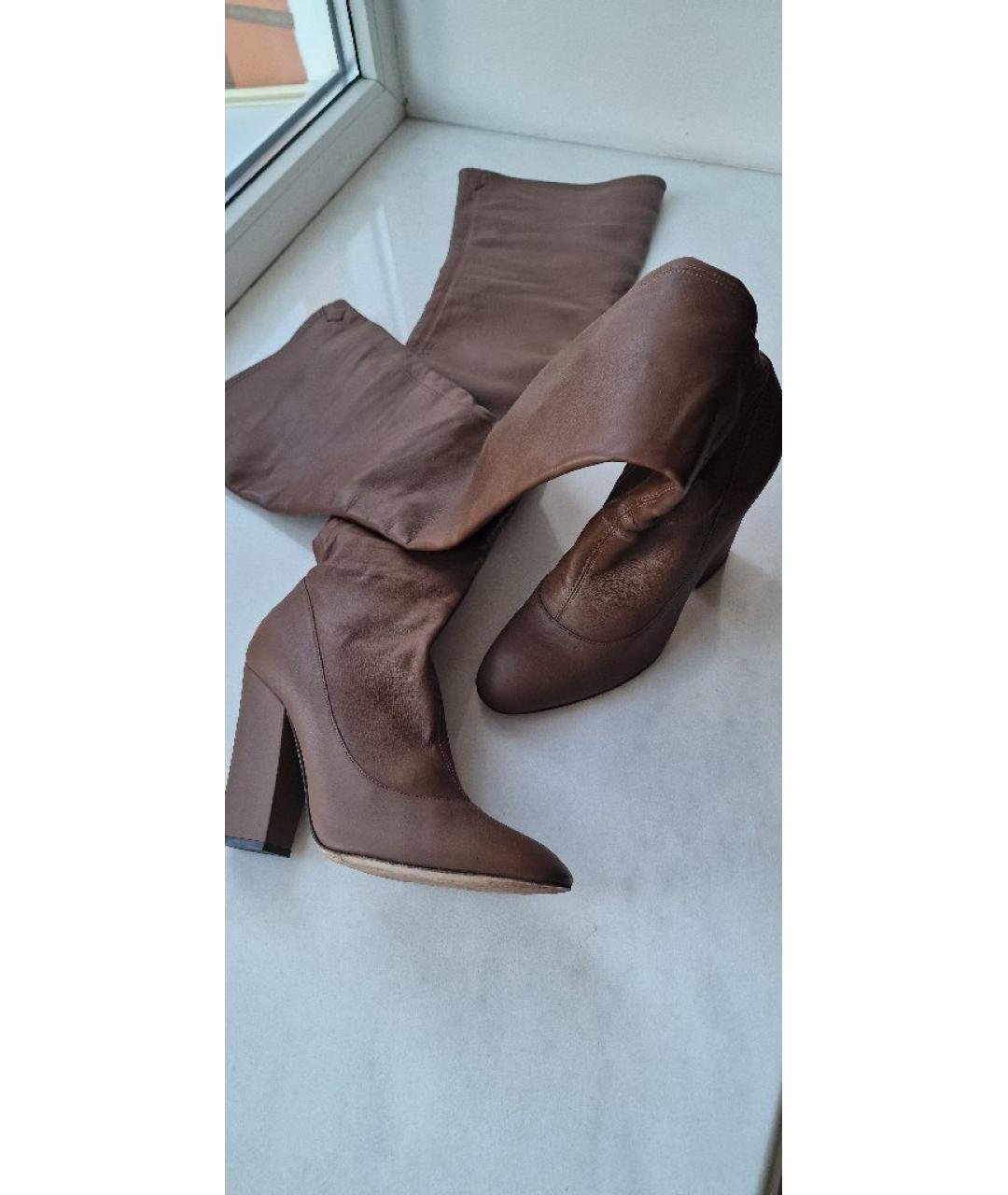 SERGIO ROSSI Коричневые кожаные ботфорты, фото 7