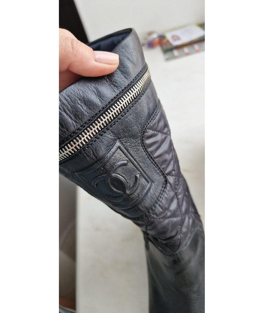CHANEL Черные кожаные сапоги, фото 9
