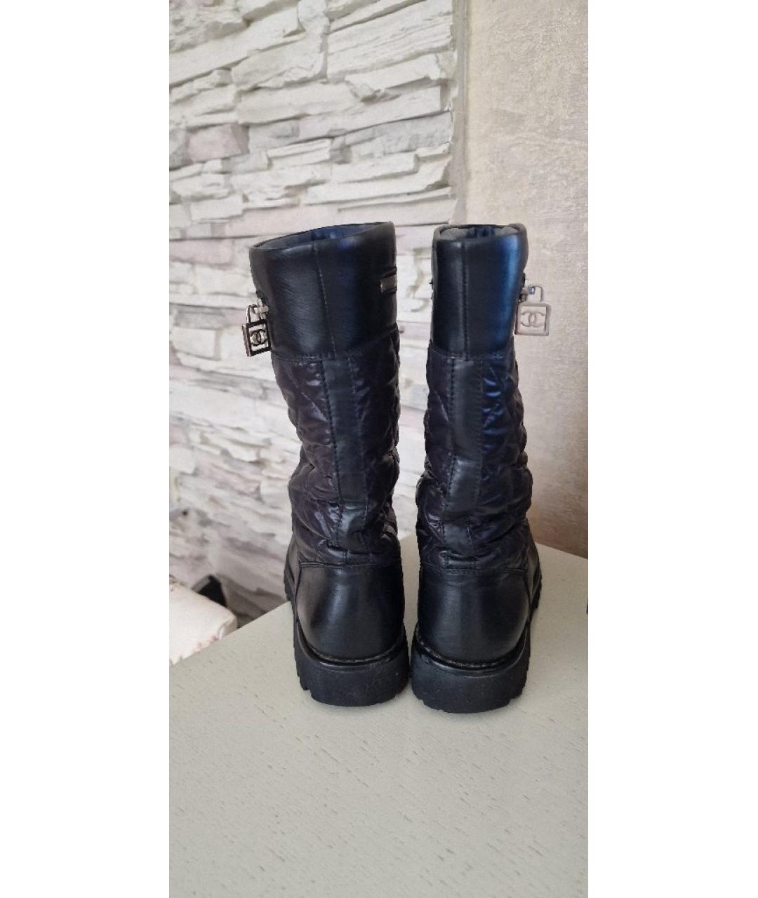 CHANEL Черные кожаные сапоги, фото 4