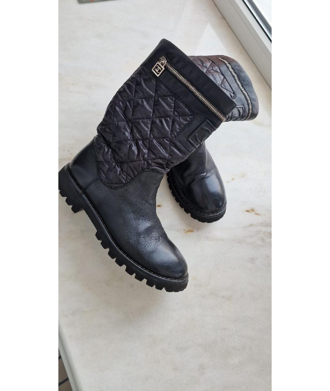 CHANEL Черные кожаные сапоги, фото 8