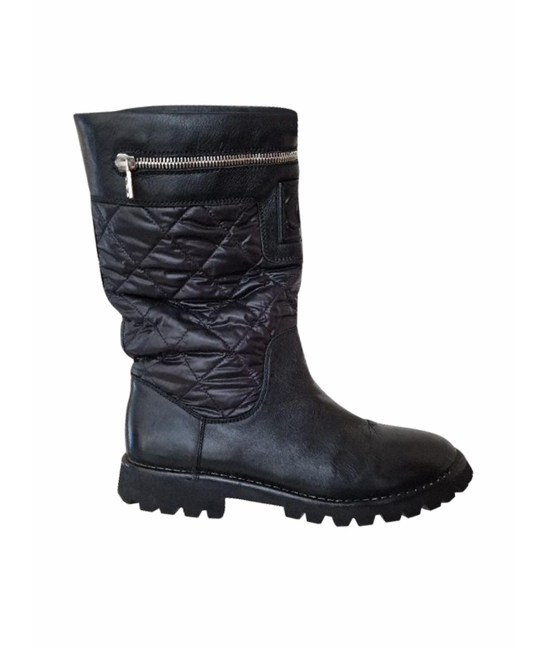 CHANEL Черные кожаные сапоги, фото 1