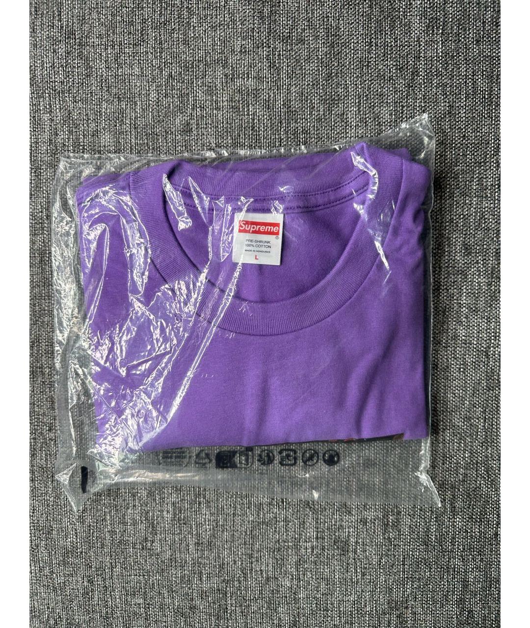 SUPREME Фиолетовая хлопковая футболка, фото 3