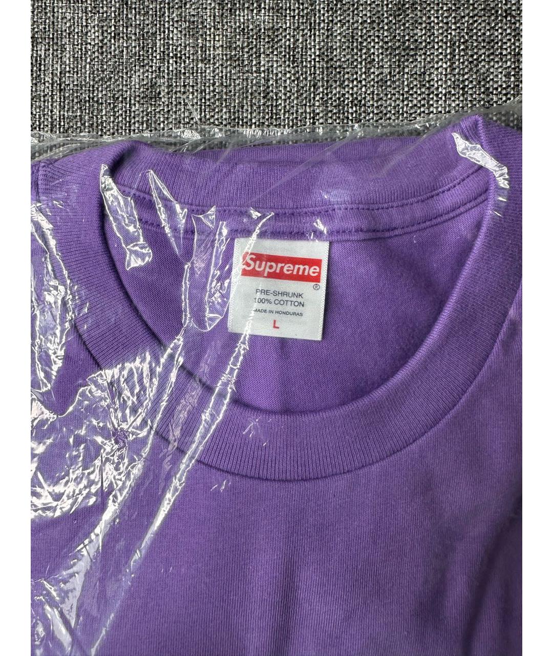 SUPREME Фиолетовая хлопковая футболка, фото 4