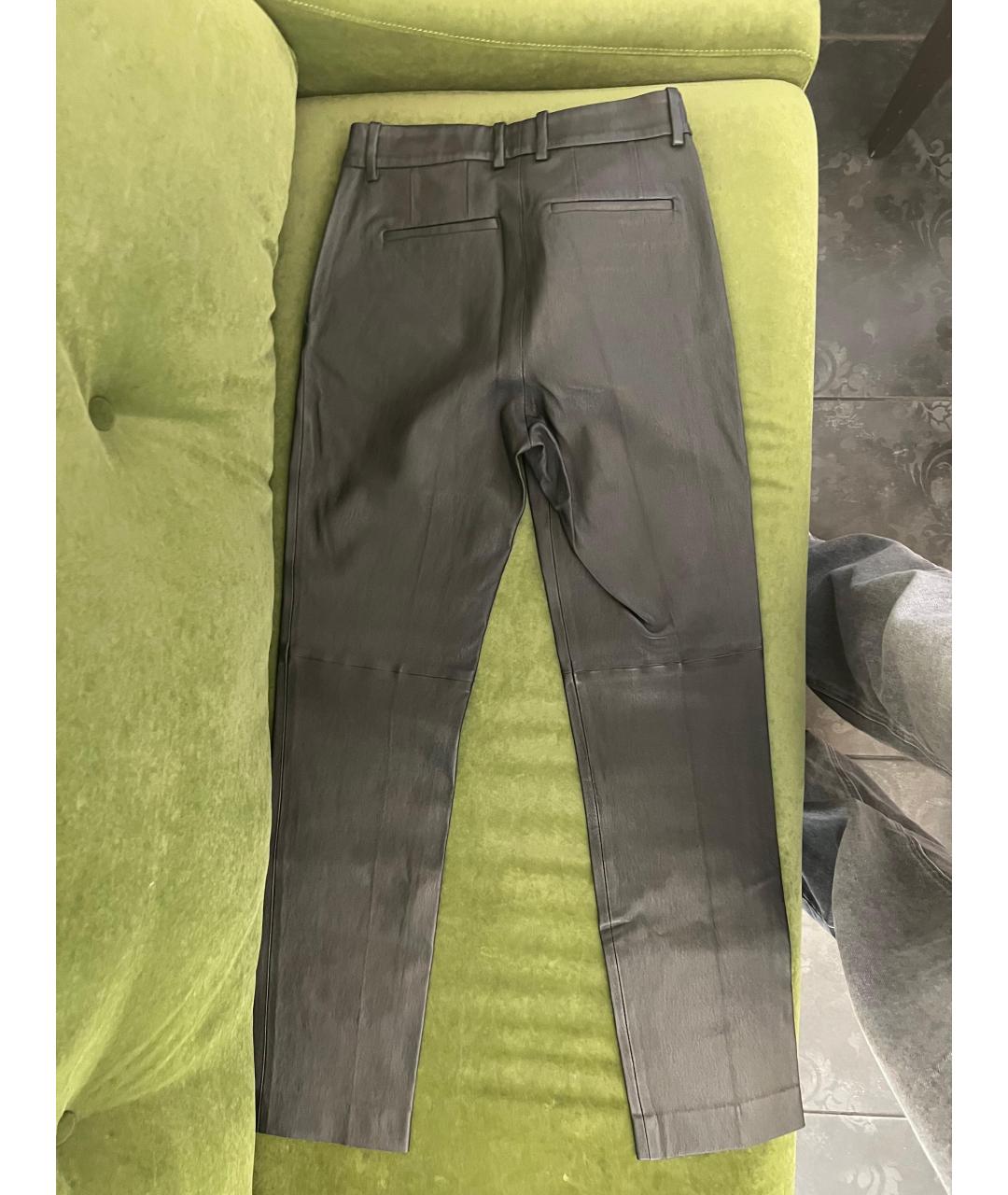 JOSEPH Черные кожаные прямые брюки, фото 2