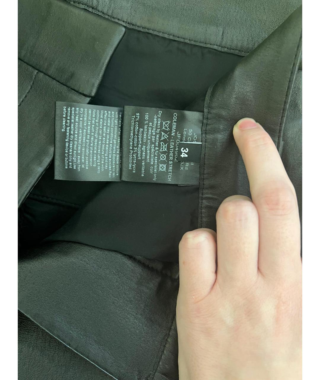 JOSEPH Черные кожаные прямые брюки, фото 4