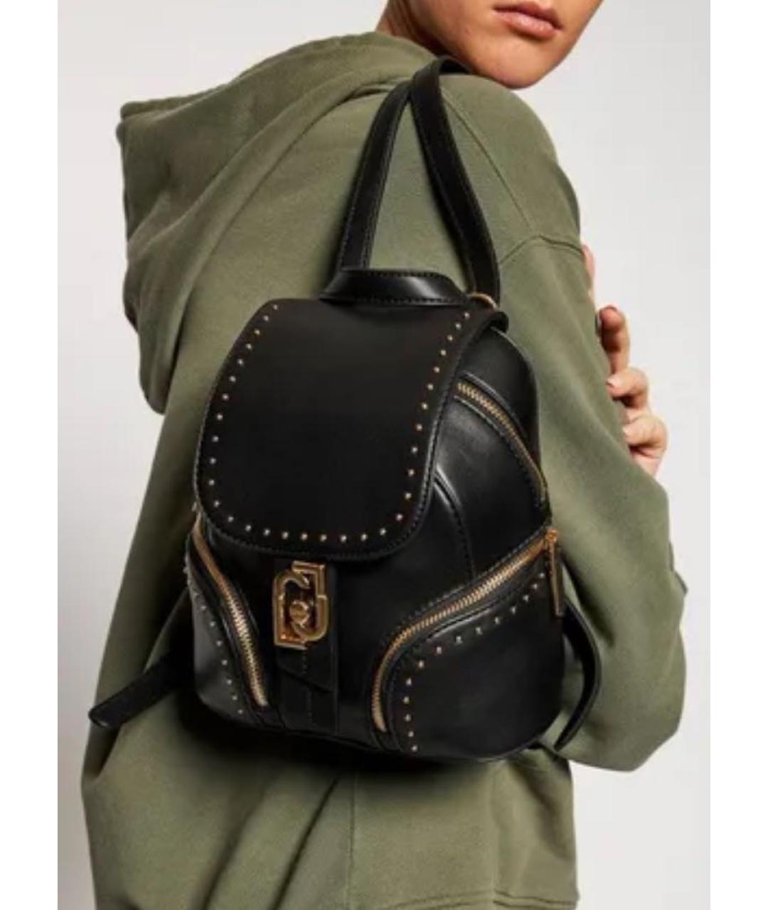 LIU JO Черный кожаный рюкзак, фото 6