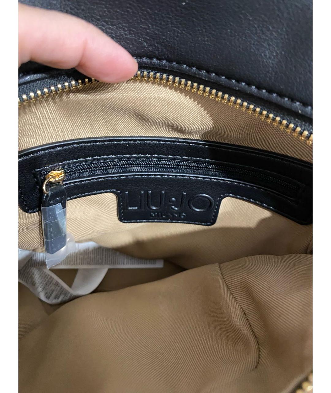 LIU JO Черный кожаный рюкзак, фото 4