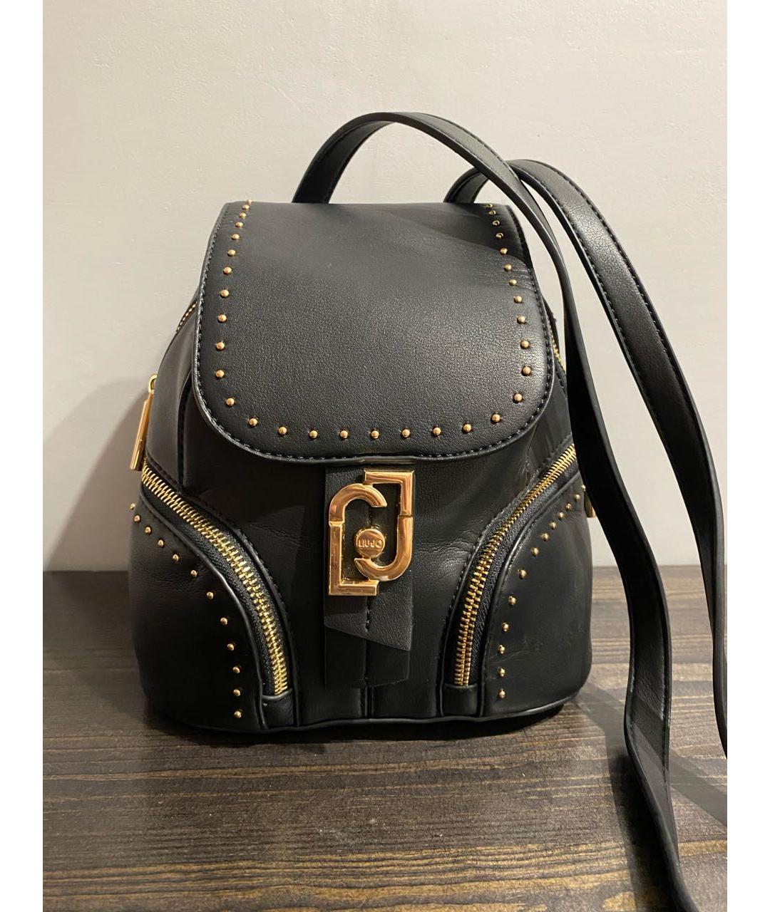 LIU JO Черный кожаный рюкзак, фото 9