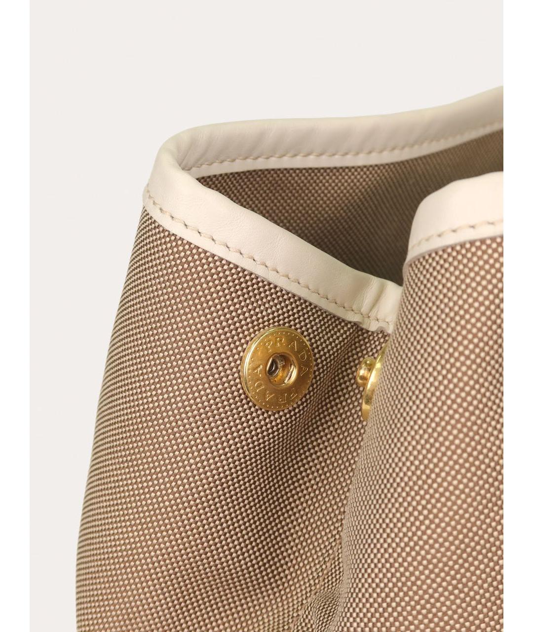 PRADA Бежевая тканевая сумка с короткими ручками, фото 7