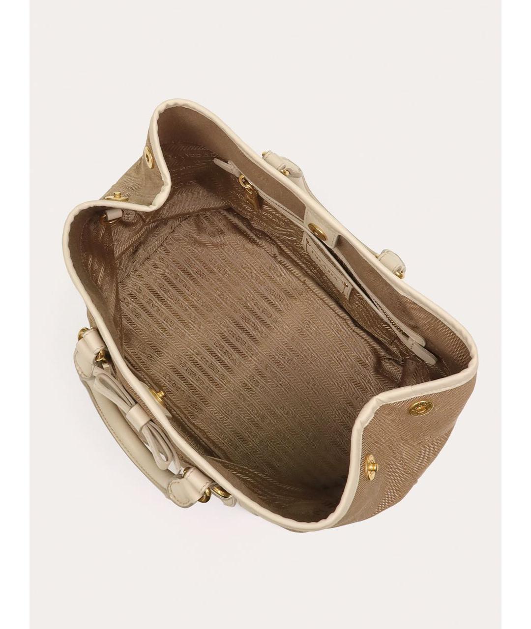 PRADA Бежевая тканевая сумка с короткими ручками, фото 4
