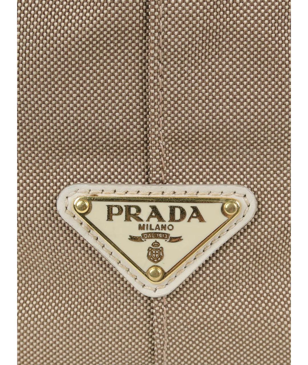 PRADA Бежевая тканевая сумка с короткими ручками, фото 5