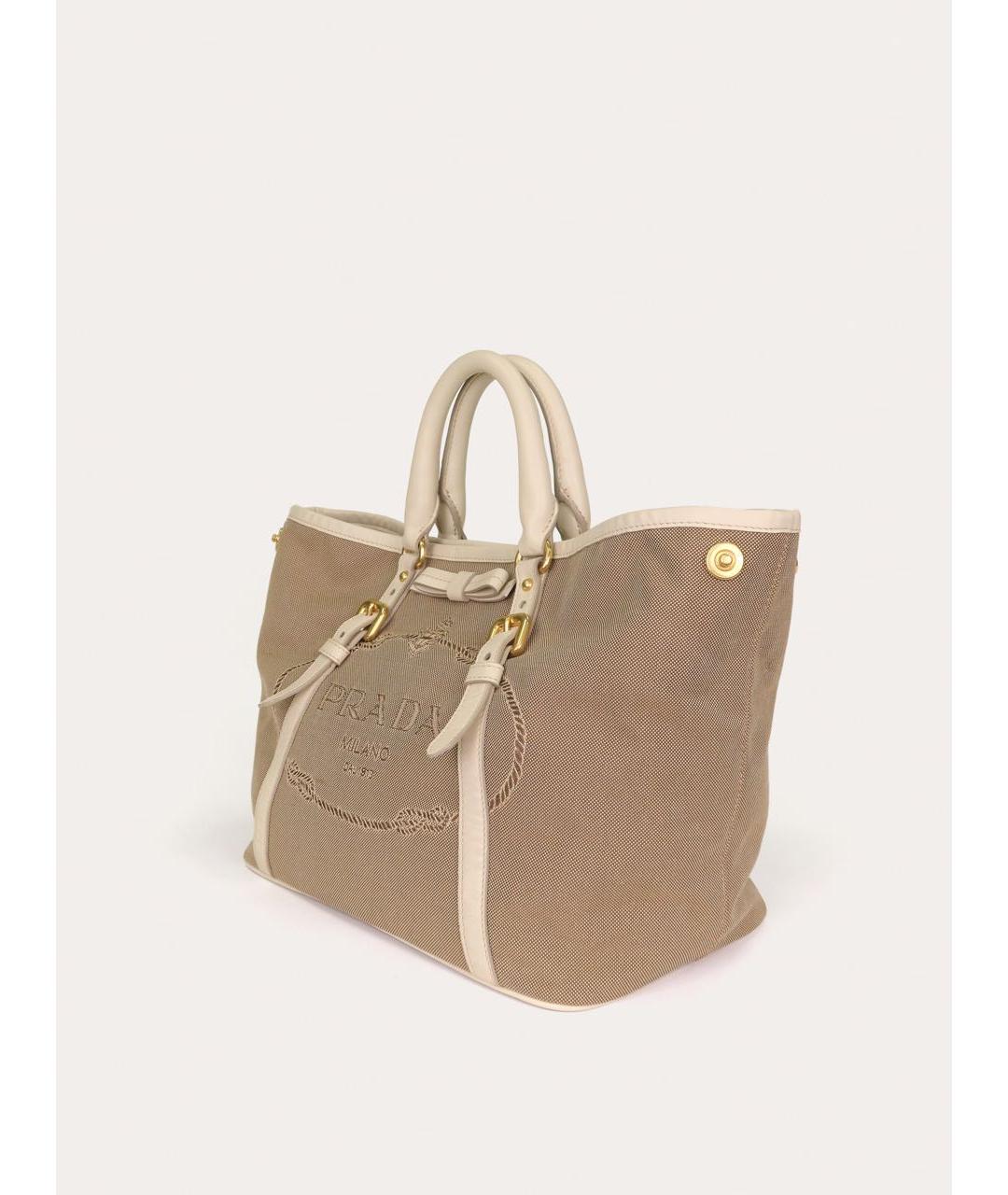 PRADA Бежевая тканевая сумка с короткими ручками, фото 2