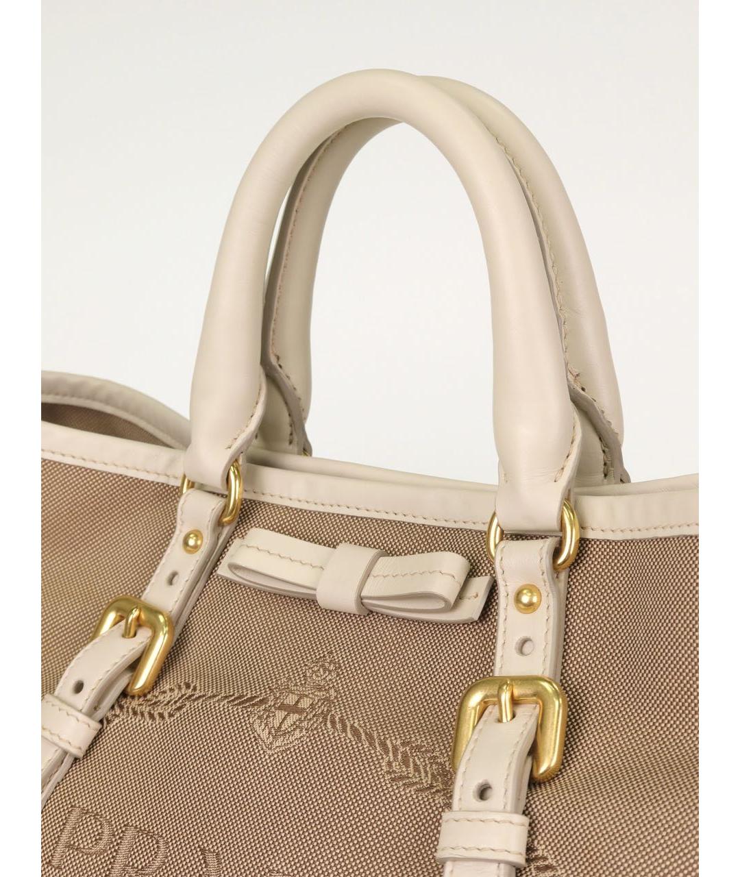 PRADA Бежевая тканевая сумка с короткими ручками, фото 8
