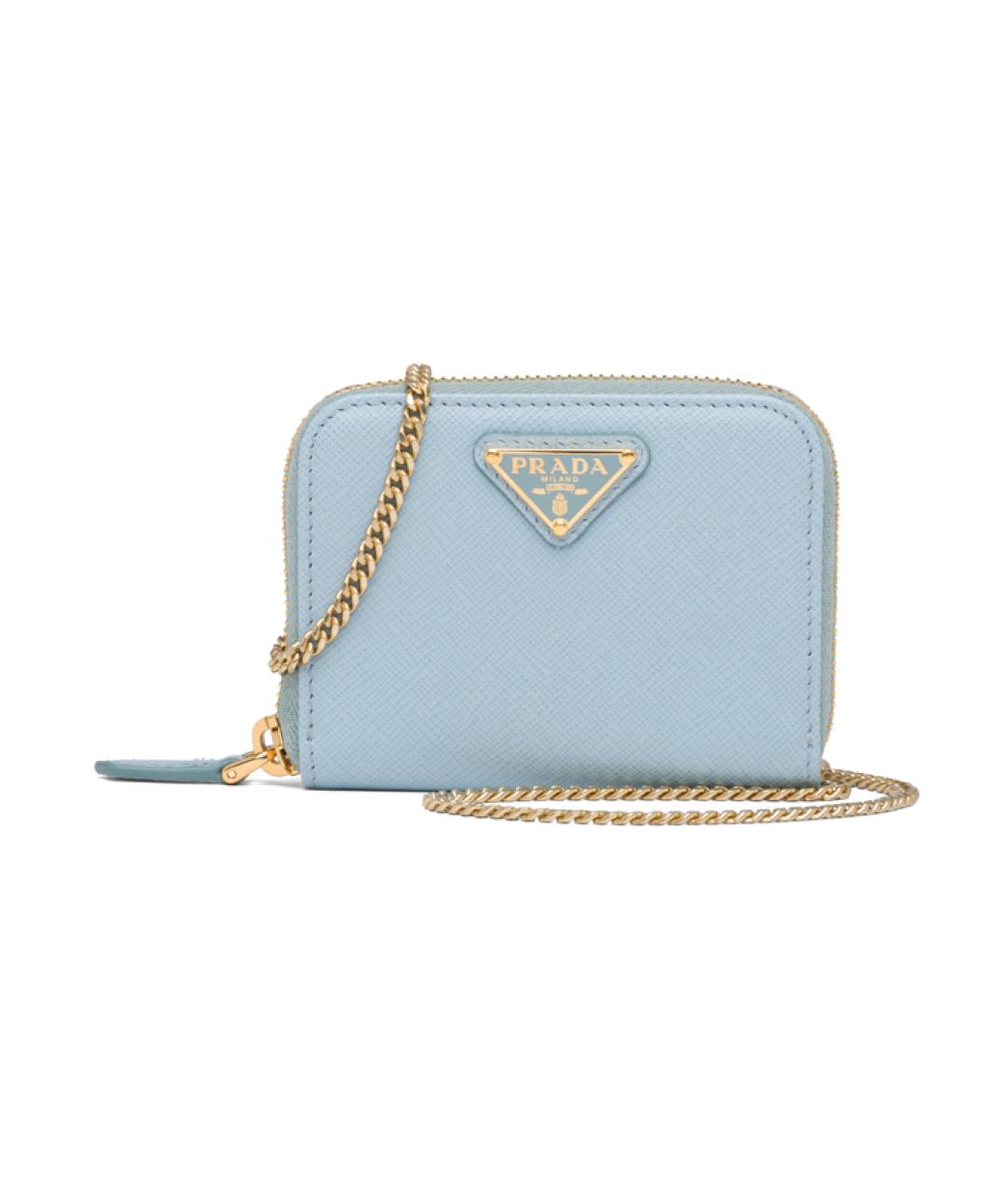 PRADA Голубой кожаный кошелек, фото 1