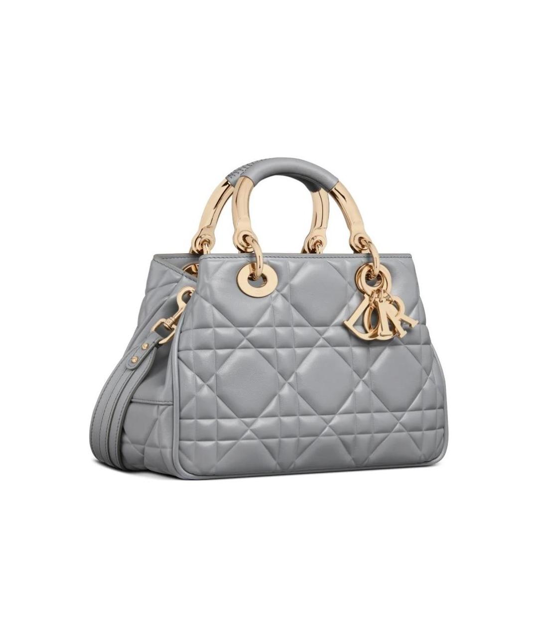 CHRISTIAN DIOR Серая кожаная сумка через плечо, фото 3