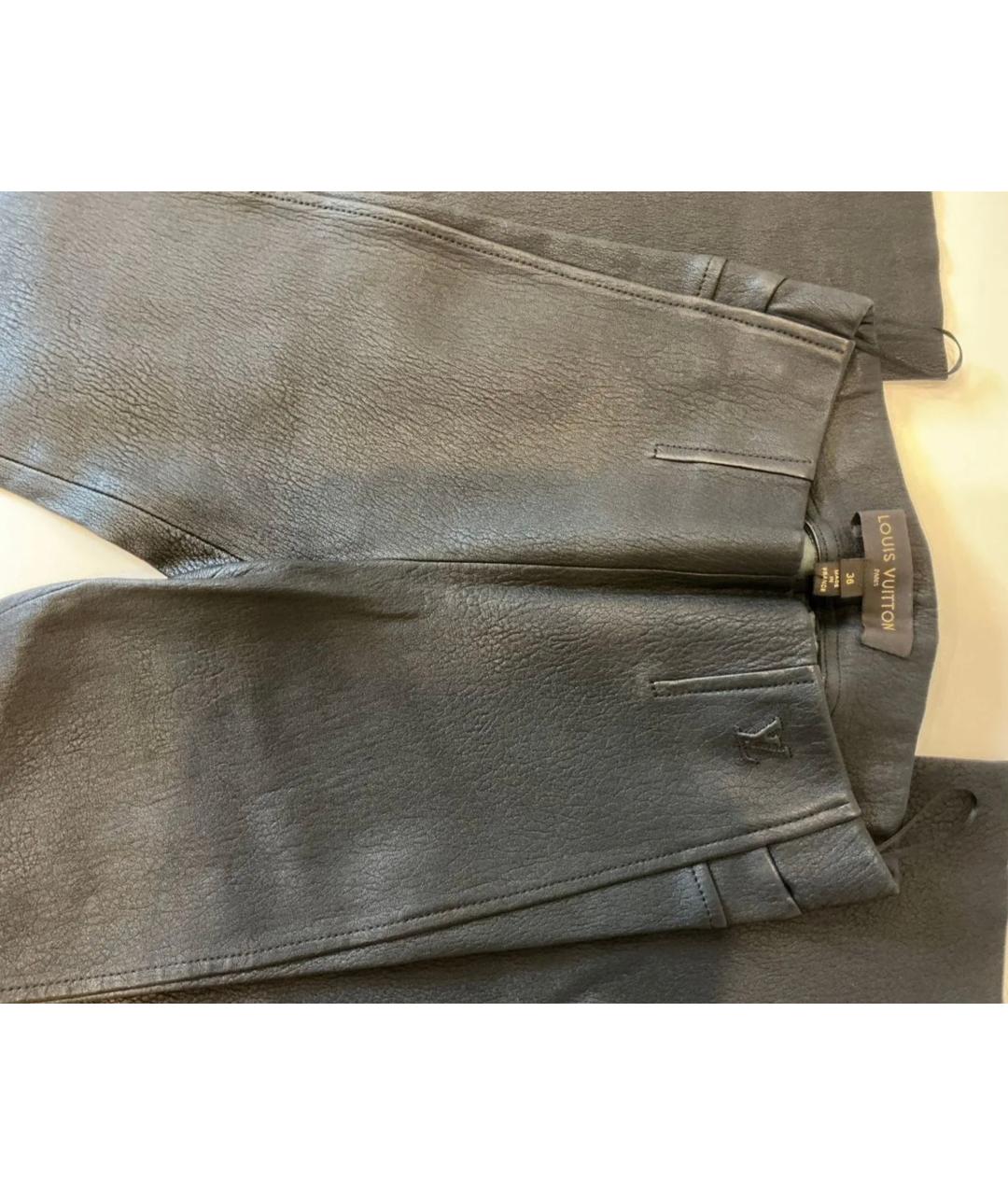 LOUIS VUITTON Черные кожаные брюки узкие, фото 2