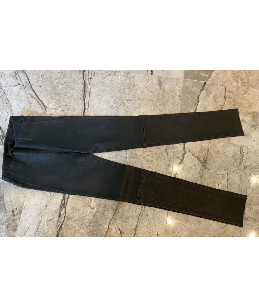 LOUIS VUITTON Черные кожаные брюки узкие, фото 4