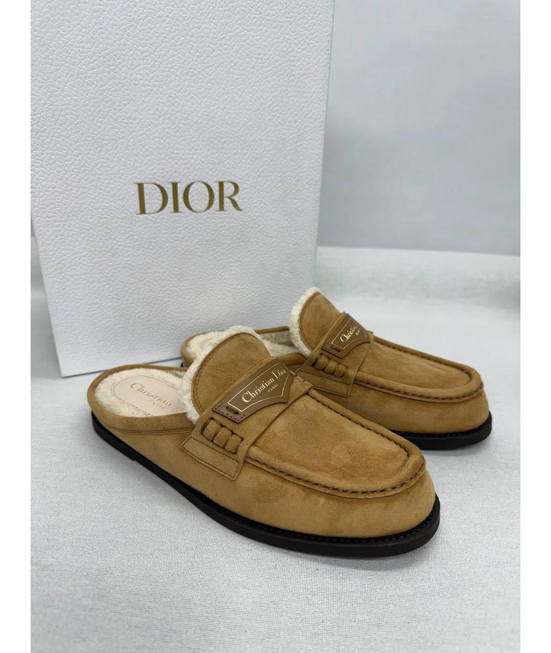 CHRISTIAN DIOR Коричневые замшевые мюли, фото 5