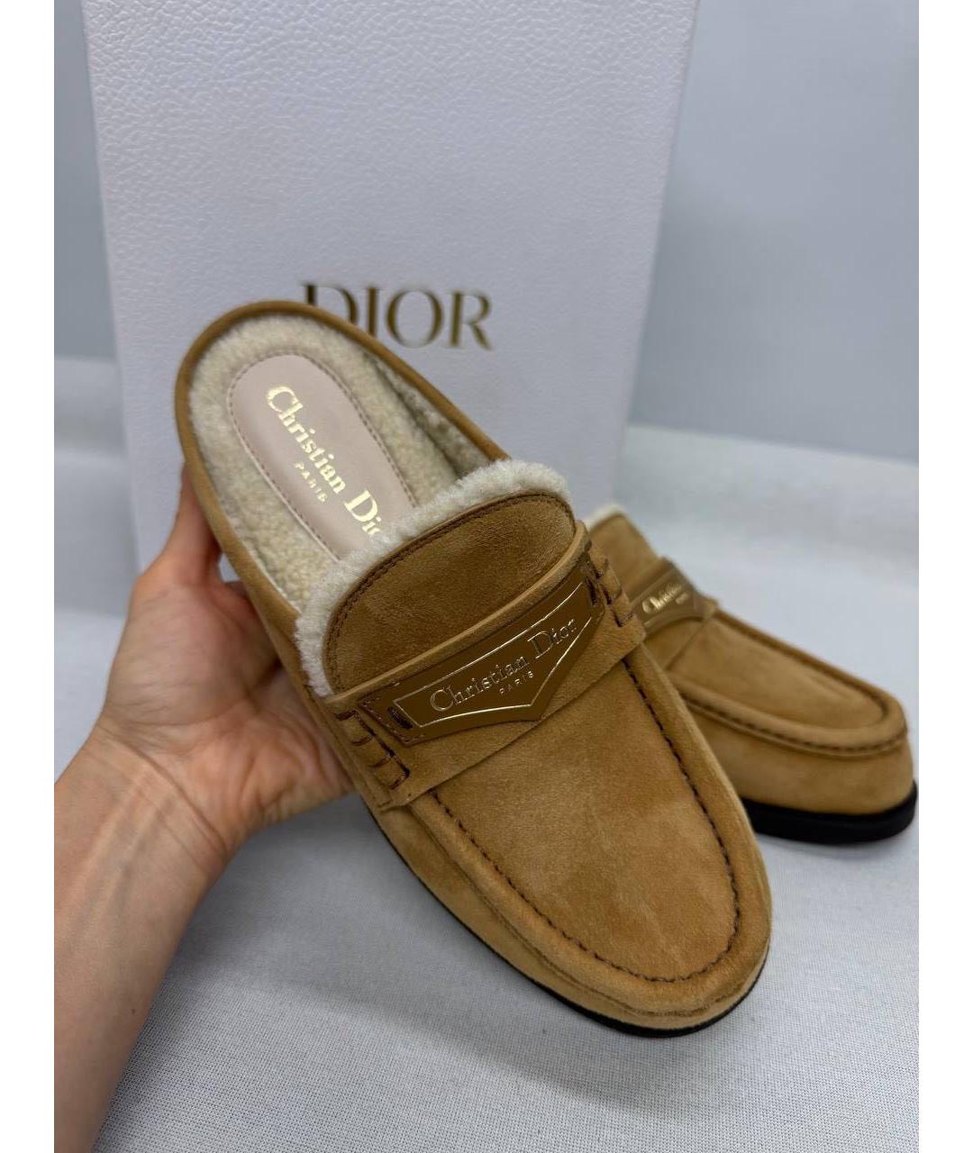CHRISTIAN DIOR Коричневые замшевые мюли, фото 4