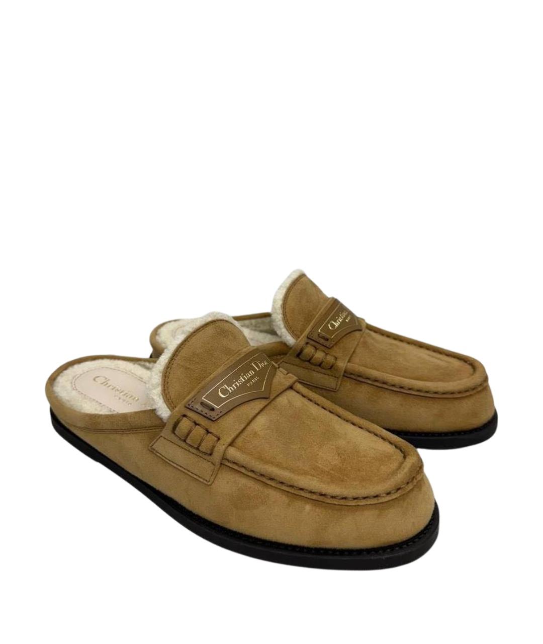 CHRISTIAN DIOR Коричневые замшевые мюли, фото 1