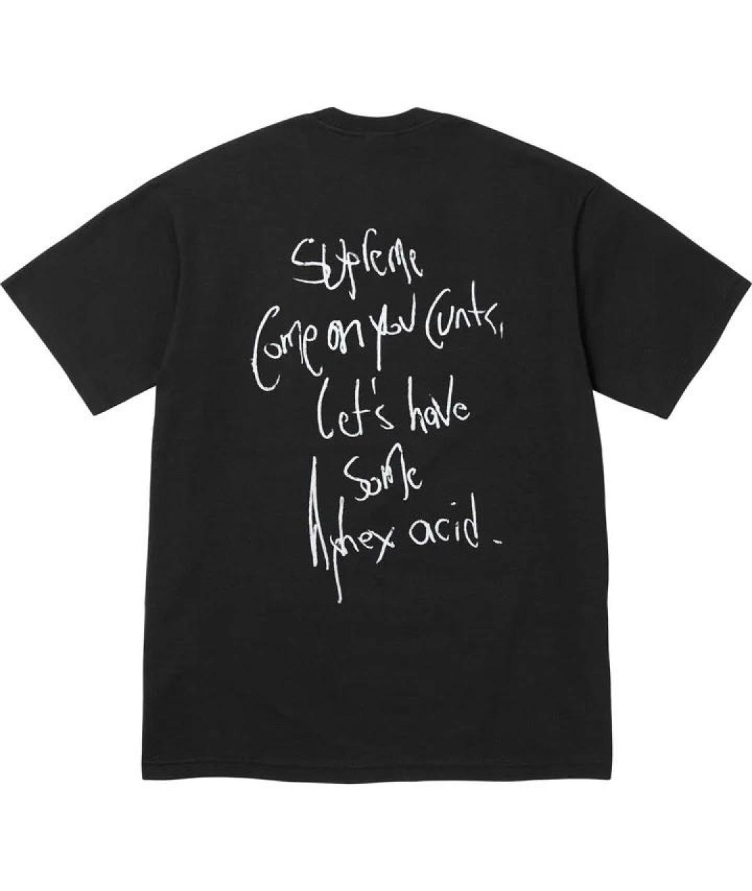 SUPREME Черная хлопковая футболка, фото 2