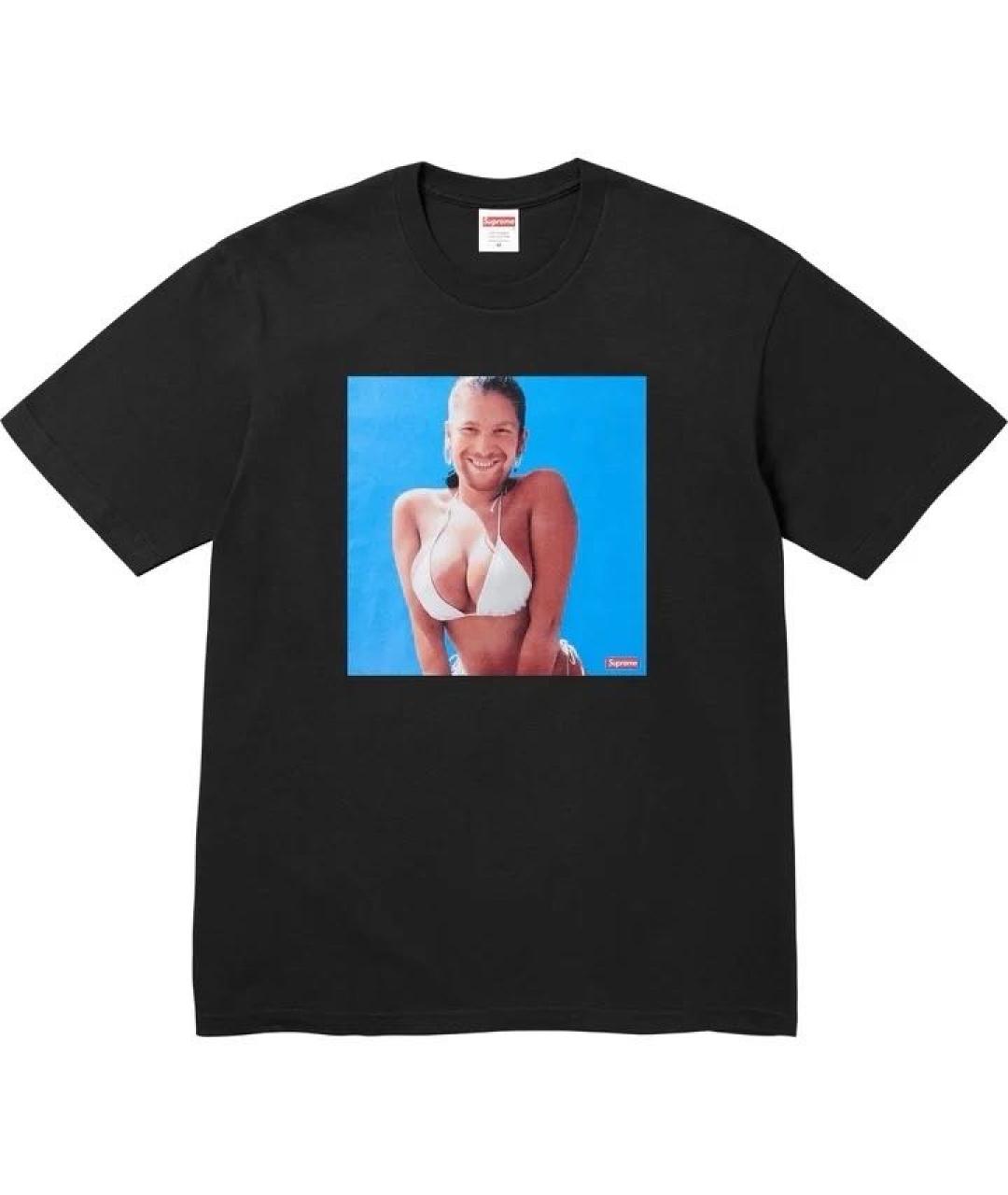 SUPREME Черная хлопковая футболка, фото 7