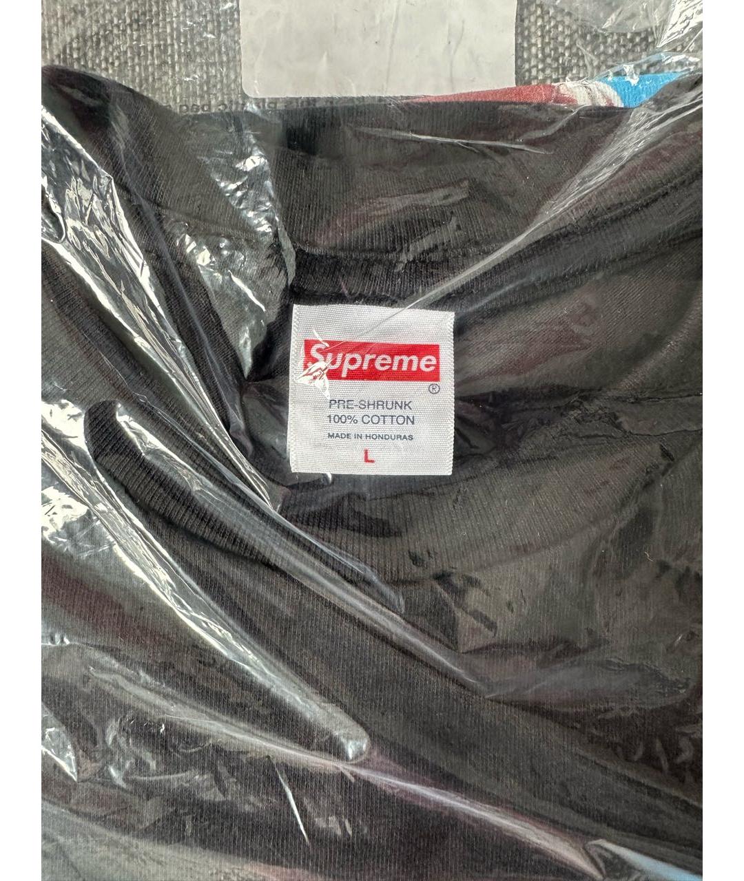 SUPREME Черная хлопковая футболка, фото 6