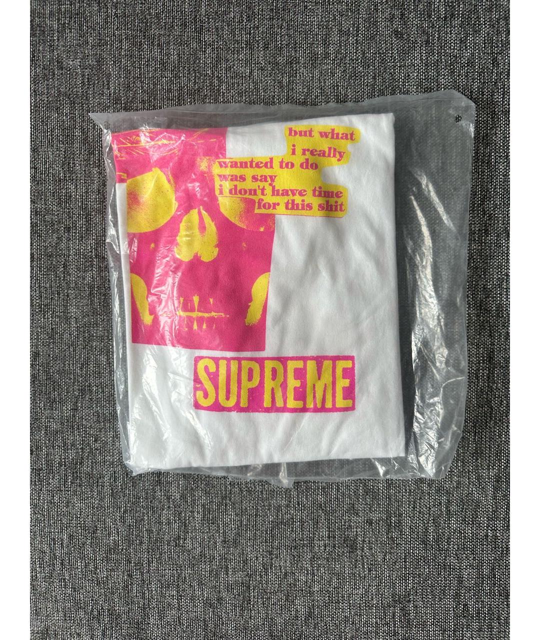 SUPREME Белая хлопковая футболка, фото 4