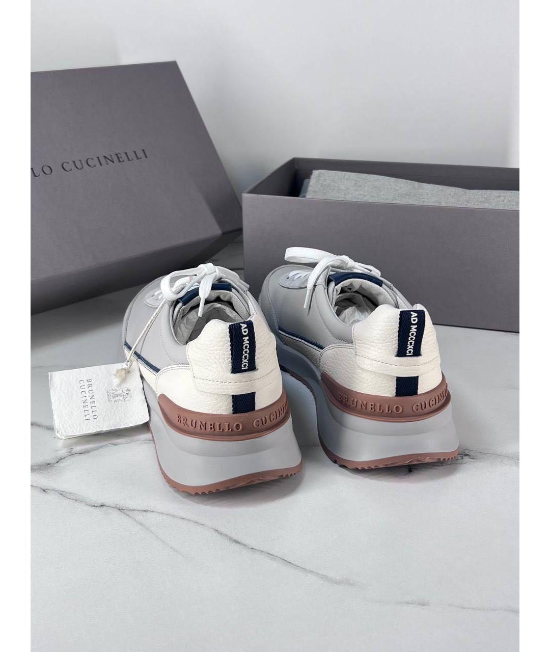 BRUNELLO CUCINELLI Бежевые текстильные низкие кроссовки / кеды, фото 3