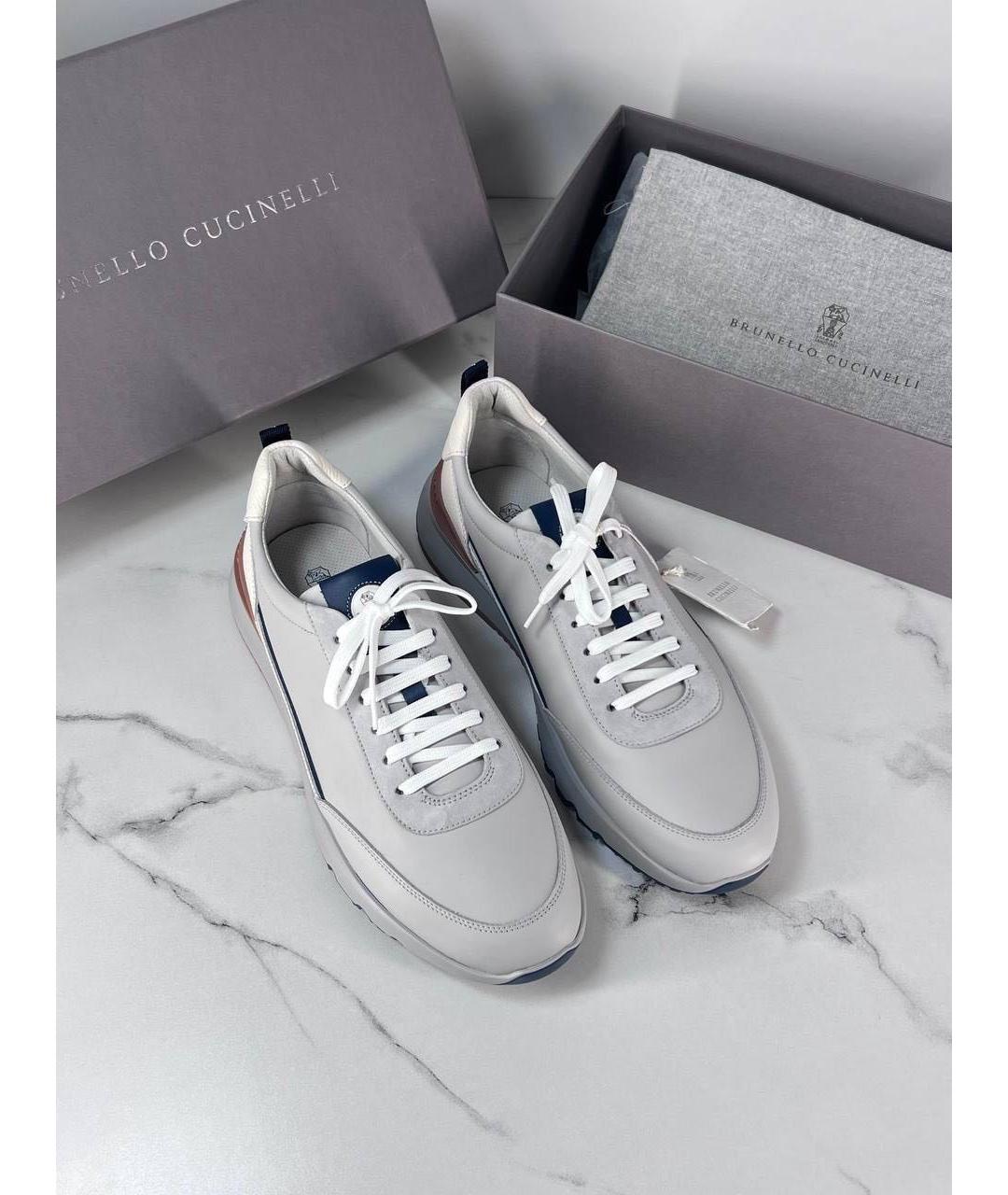 BRUNELLO CUCINELLI Бежевые текстильные низкие кроссовки / кеды, фото 2