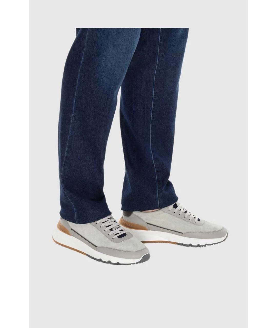 BRUNELLO CUCINELLI Бежевые текстильные низкие кроссовки / кеды, фото 4