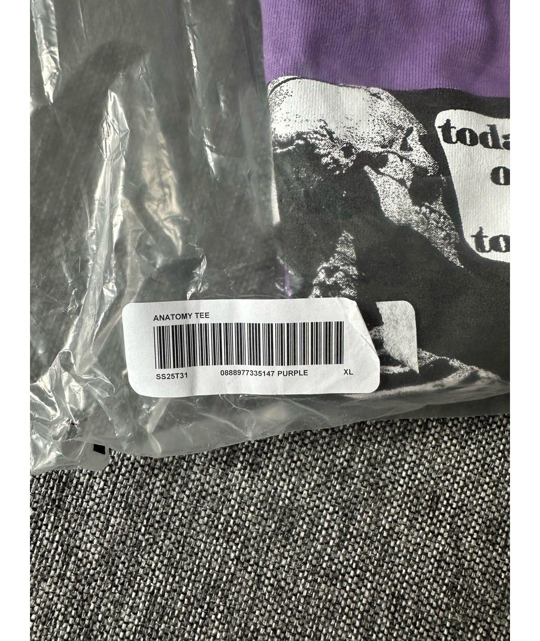 SUPREME Фиолетовая хлопковая футболка, фото 5