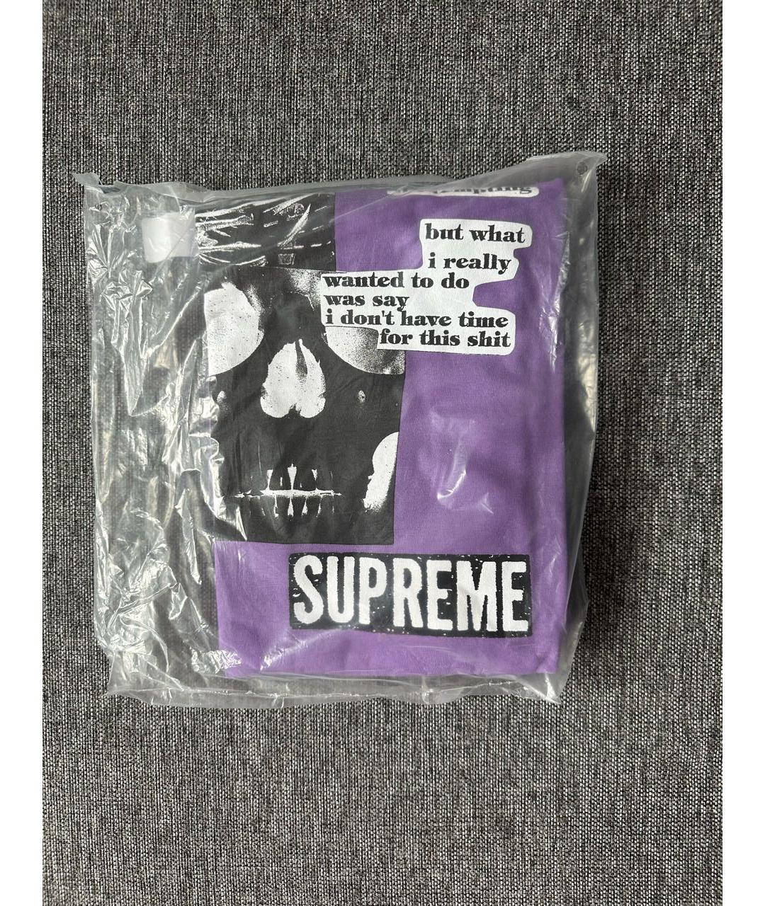 SUPREME Фиолетовая хлопковая футболка, фото 4