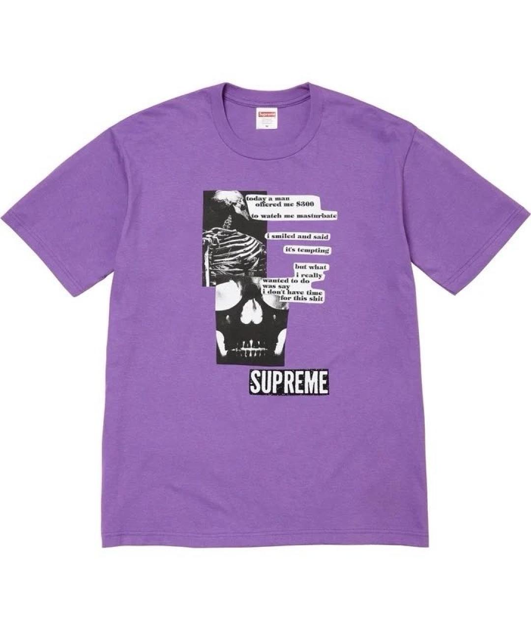 SUPREME Фиолетовая хлопковая футболка, фото 7